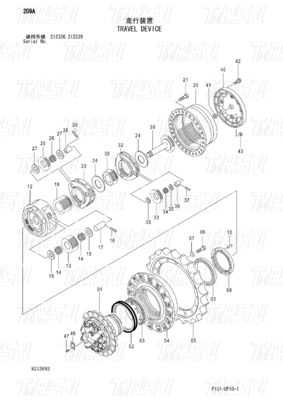 Гидравлический ZX200-3 Travel Final Drive Каталог экскаваторов 9233692 9261222
