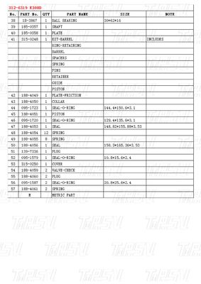 Каталог на заказ цвет экскаватор качающий приводы редуктор 312-6319 E308D