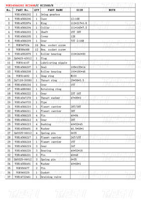 Каталог редукторов планетных редукторов для ремонтных машин VOE14566202 EC240B