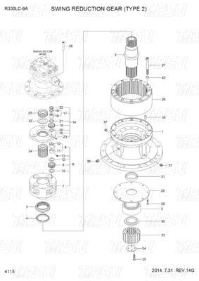 31Q9-19140 R330-9 Экскаватор Swing Drive Каталог коробки передач для гидравлических двигателей