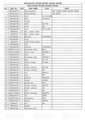 Добыча энергии VOE14569767 VOE14724044 EC290B Каталог гибких приводов экскаваторов совместимых марок и моделей