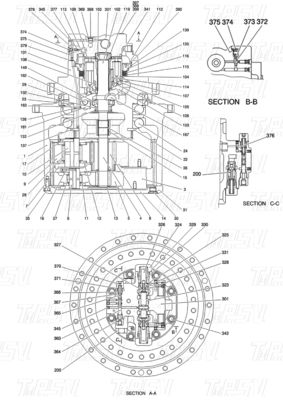Ремонтные машины YN15V00037F2 SK210-8Грабитель Путешествия Drvie Каталог Части в транспорте Упаковка Деревянная коробка