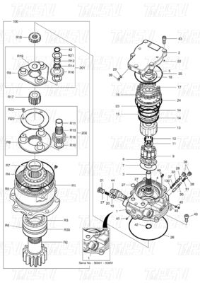 130426-00031 DX60R Экскаватор Свинговый привод Каталог Черный Фабричный цвет Гидравлический Свинговый мотор Моторный привод