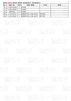 K1003134 DX300 Каталог экскаватора Двигатель путешествия Болт на стальные сборы с планетарными редукторами