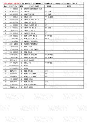 404-00062 DH150-7 Каталог двигателей для экскаваторов с подвижным приводом для нескольких марок и моделей